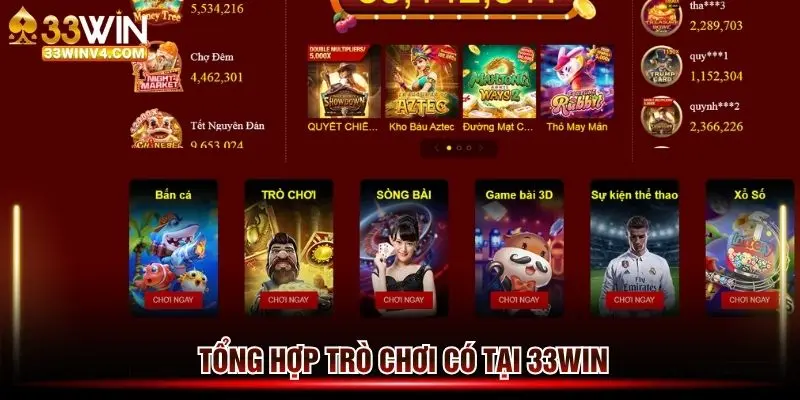Tổng hợp toàn bộ các trò chơi 33win cung cấp năm 2026